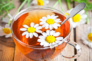 Image showing cup of tea with chamomile flowers 