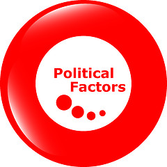 Image showing political factors web button, icon isolated on white
