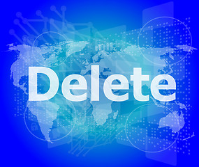 Image showing The word delete on digital screen, information technology concept