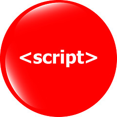 Image showing script sign icon. Programming language symbol. Circles buttons