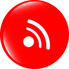 Image showing glossy web button with RSS feed sign