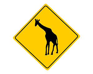 Image showing Giraffe warning sign