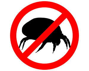 Image showing The illustration of a prohibition sign for house dust mites