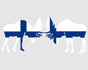 Image showing Rutting moose in finnish flags