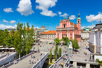 Image showing Preseren square, Ljubljana, capital of Slovenia.