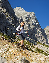 Image showing Hiking in mountains