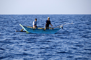 Image showing Fishermen at the Indian ocean