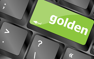 Image showing golden word on keyboard key, notebook computer button