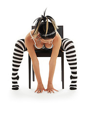 Image showing striped underwear girl in chair