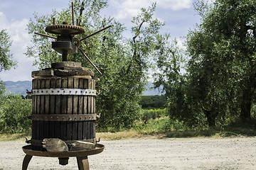 Image showing Vinatge olive press