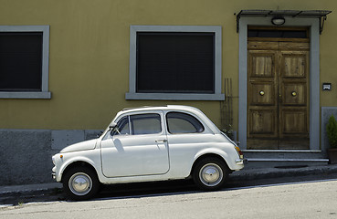 Image showing White small vintage Fiat Abarth