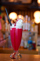 Image showing raspberry milk smoothie