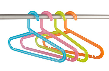Image showing Colorful clothes hangers