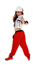 Image showing Hip hop girl pointing finger.