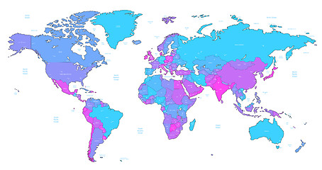 Image showing Blue and violet detailed World map