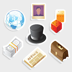 Image showing Sticker icon set for global business