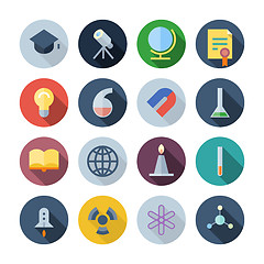 Image showing Flat Design Icons For Science and Education