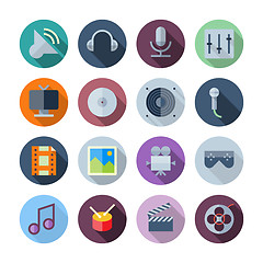 Image showing Flat Design Icons For Sound and Music