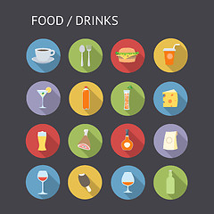 Image showing Flat Icons For Food and Drinks