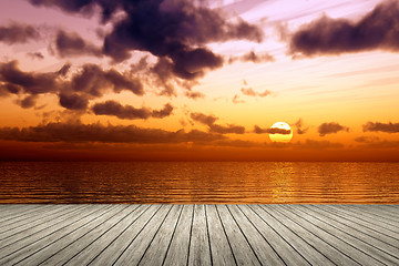 Image showing wooden jetty sunset