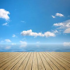 Image showing wooden jetty blue sky