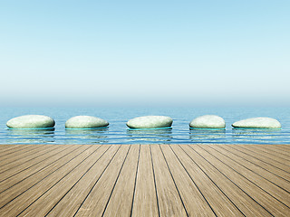 Image showing step stones in the blue sea