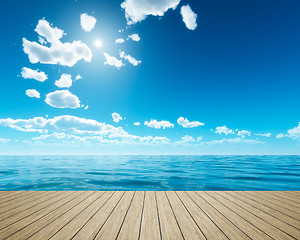 Image showing wooden jetty bright sky