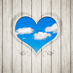 Image showing wooden heart clouds