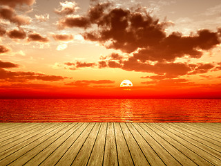 Image showing wooden jetty sunset