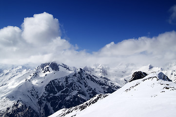 Image showing Ski slope at sun day