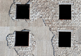 Image showing Wall of old destroyed house