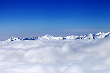 Image showing Cloudy mountains at nice day