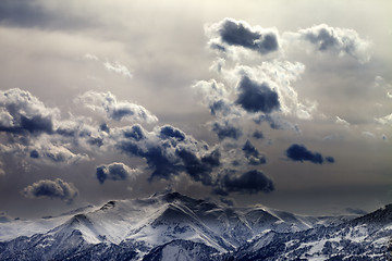 Image showing Evening mountains and cloudy sky