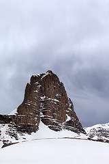 Image showing Snow rocks and grey sky