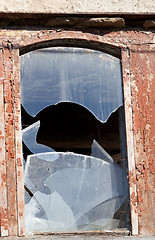 Image showing Wooden wall of old destroyed house