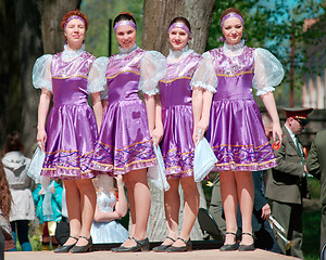 Image showing National russian dresses girls