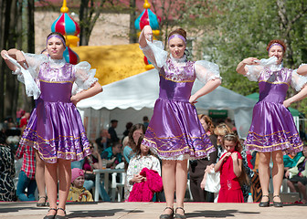 Image showing National russian dresses girls