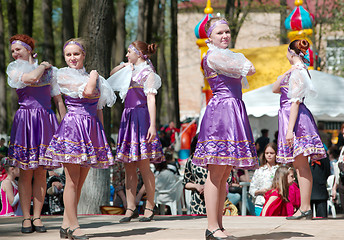 Image showing National russian dresses girls