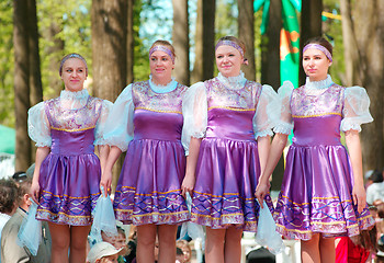 Image showing National russian dresses girls