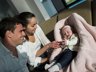 Image showing happy young family at home