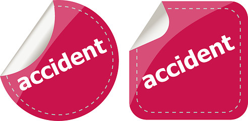 Image showing accident stickers set on white, icon button