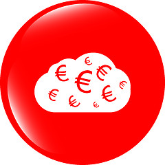 Image showing web icon cloud with euro sign, web button isolated on white