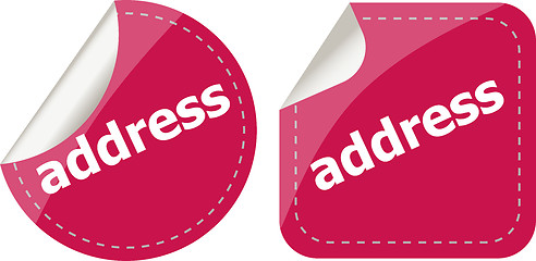 Image showing address word stickers set, icon button, business concept