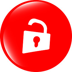 Image showing Padlock icon web sign. Rounded button