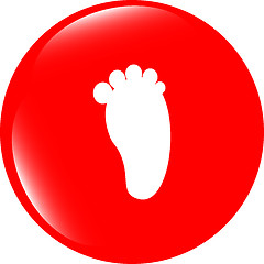 Image showing footprint people circle web glossy button icon