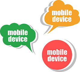 Image showing mobile device, Set of stickers, labels, tags. Template for infographics