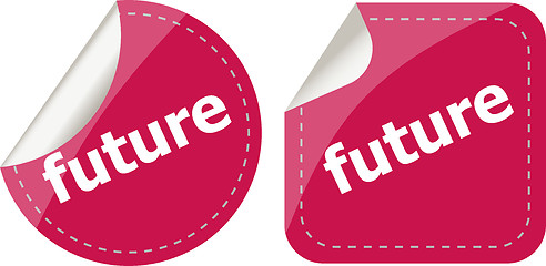 Image showing future stickers set on white, icon button isolated on white