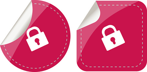 Image showing stickers set isolated on white with padlock, security concept