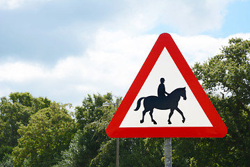 Image showing Road sign informs of the presence of horse riders