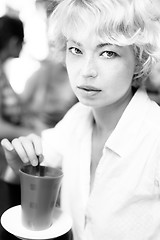 Image showing Lady With Cup of Coffee.